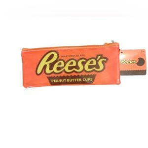 Reese’s Peanut Butter Cup Chocolate Vinyl Zip Rectangle Pencil Make Up Case NEW